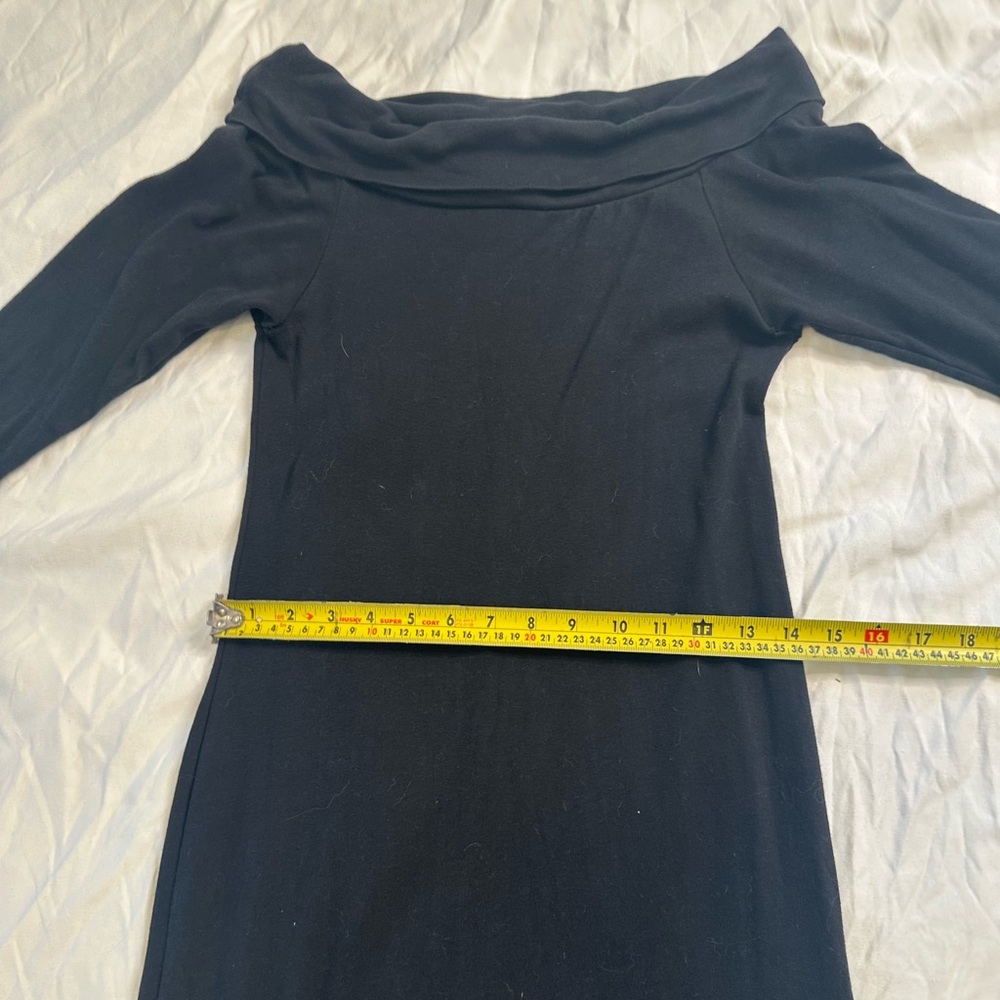 Vintage Forenza Italy Black Off Shoulder Knit Dress Women’s M Cotton 3/4 Sleeve - Picture 12 of 14